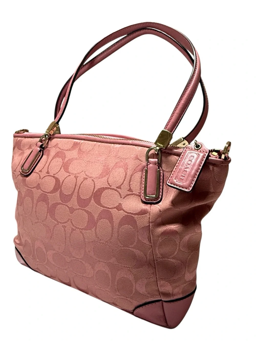 Coach pink signature canvas bag
